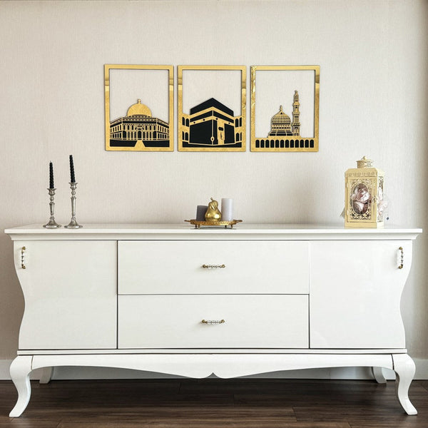 Masjid Al-Haram Islamic Wall Art Kaaba Masjid An-Nabawi Masjid Al Aqsa - Acrylic Wood Wall Art