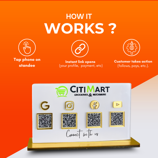 3-in-1 White Colour QR Standee with Payment QR
