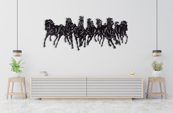 7 HORSE RUNNING METAL WALL ART