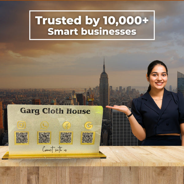 3-in-1 Golden Frosted QR Standee with Payment QR