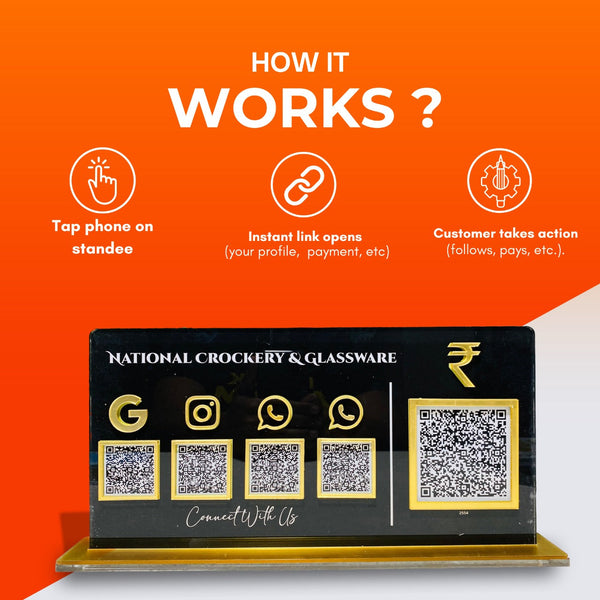 4-in-1 Black Horizontal Standee with Payment QR