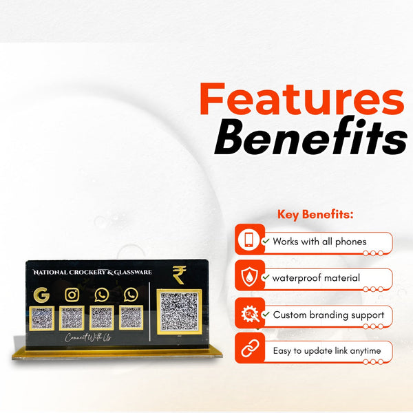 4-in-1 Black Horizontal Standee with Payment QR