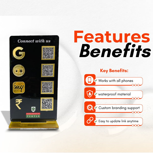 4 QR Black Colour Vertical Standee