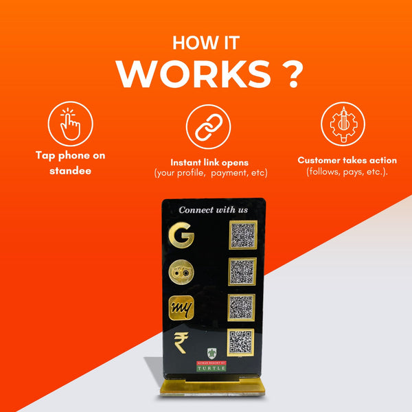 4 QR Black Colour Vertical Standee