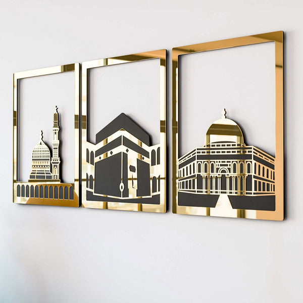 Masjid Al-Haram Islamic Wall Art Kaaba Masjid An-Nabawi Masjid Al Aqsa - Acrylic Wood Wall Art