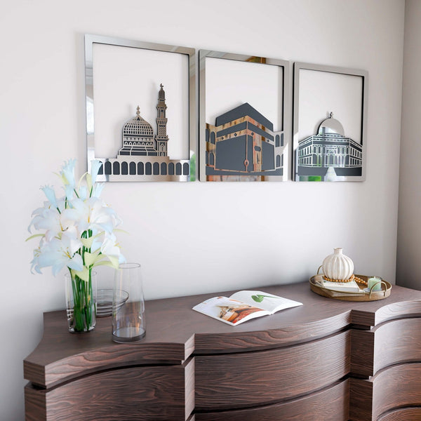 Masjid Al-Haram Islamic Wall Art Kaaba Masjid An-Nabawi Masjid Al Aqsa - Acrylic Wood Wall Art