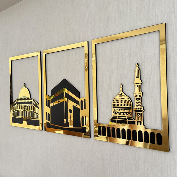 Masjid Al-Haram Islamic Wall Art Kaaba Masjid An-Nabawi Masjid Al Aqsa - Acrylic Wood Wall Art