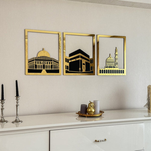 Masjid Al-Haram Islamic Wall Art Kaaba Masjid An-Nabawi Masjid Al Aqsa - Acrylic Wood Wall Art