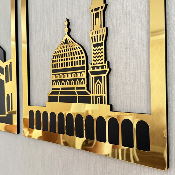 Masjid Al-Haram Islamic Wall Art Kaaba Masjid An-Nabawi Masjid Al Aqsa - Acrylic Wood Wall Art