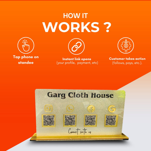 3-in-1 Golden Frosted QR Standee with Payment QR
