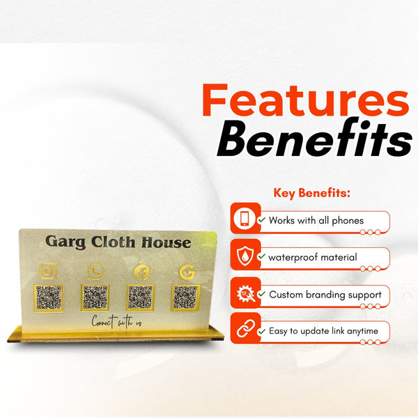 3-in-1 Golden Frosted QR Standee with Payment QR