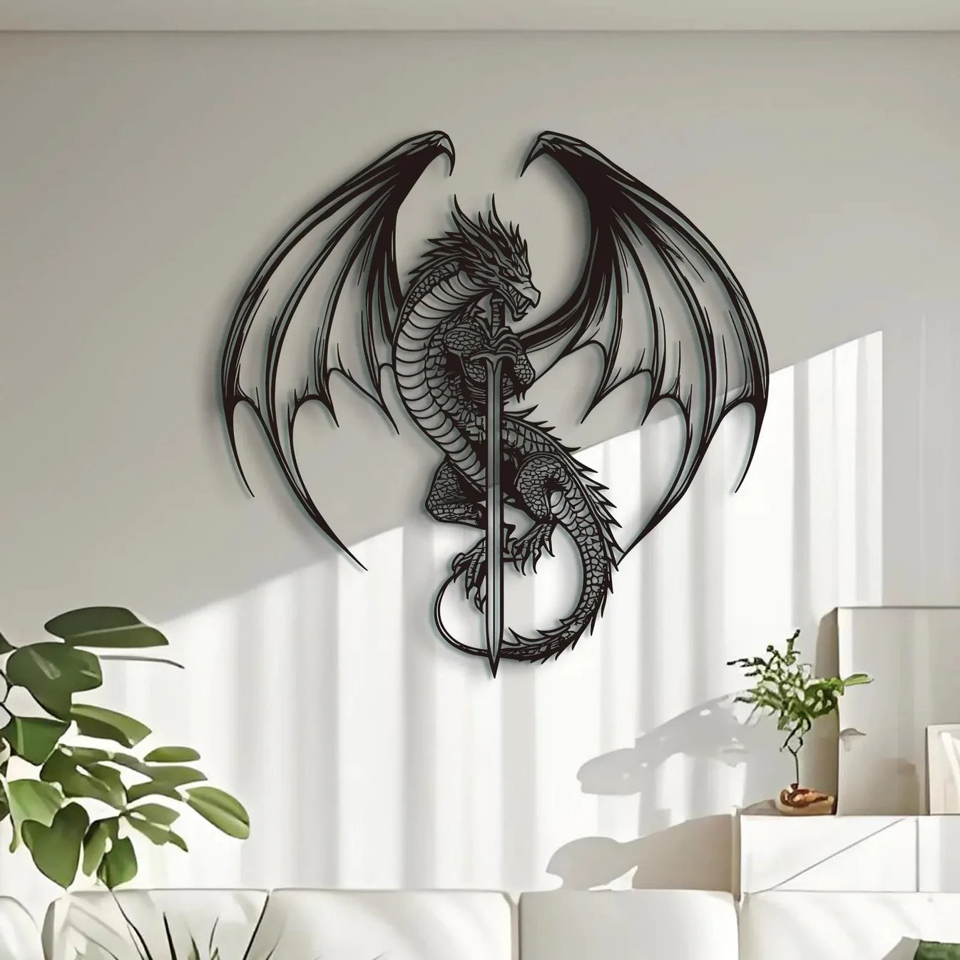 Flying Dragon with Sword Acrylic Wall Art Decor