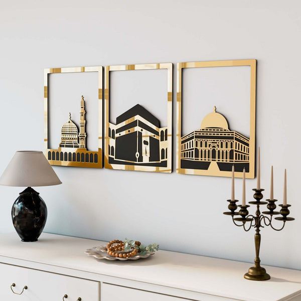 Masjid Al-Haram Islamic Wall Art Kaaba Masjid An-Nabawi Masjid Al Aqsa - Acrylic Wood Wall Art