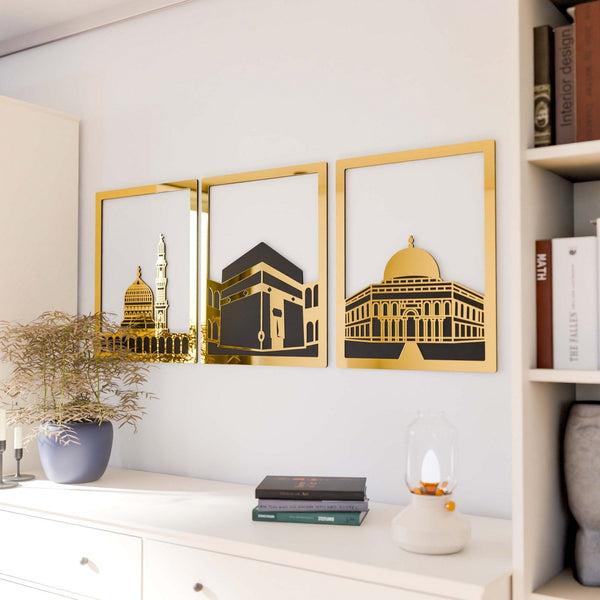 Masjid Al-Haram Islamic Wall Art Kaaba Masjid An-Nabawi Masjid Al Aqsa - Acrylic Wood Wall Art
