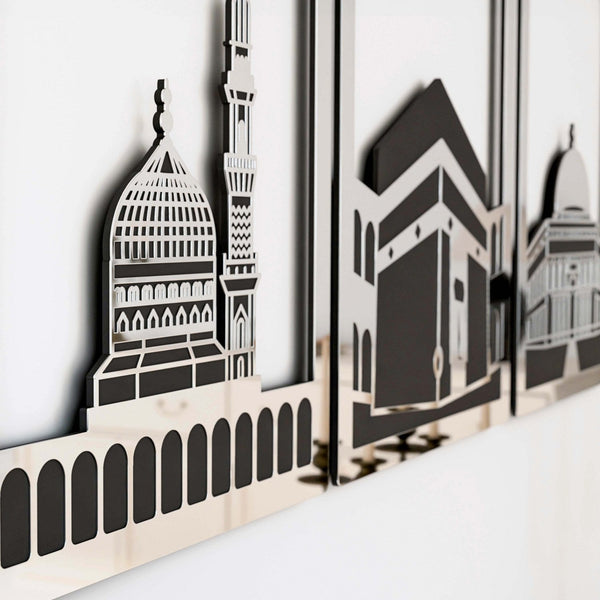 Masjid Al-Haram Islamic Wall Art Kaaba Masjid An-Nabawi Masjid Al Aqsa - Acrylic Wood Wall Art