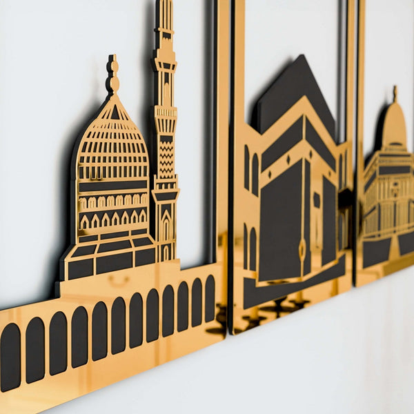 Masjid Al-Haram Islamic Wall Art Kaaba Masjid An-Nabawi Masjid Al Aqsa - Acrylic Wood Wall Art